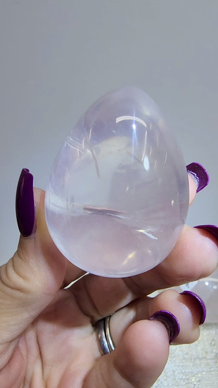 HQ Ice Rose Quartz Egg from Madagascar