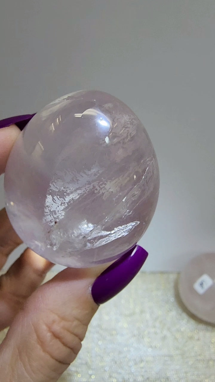 HQ Ice Rose Quartz Egg from Madagascar