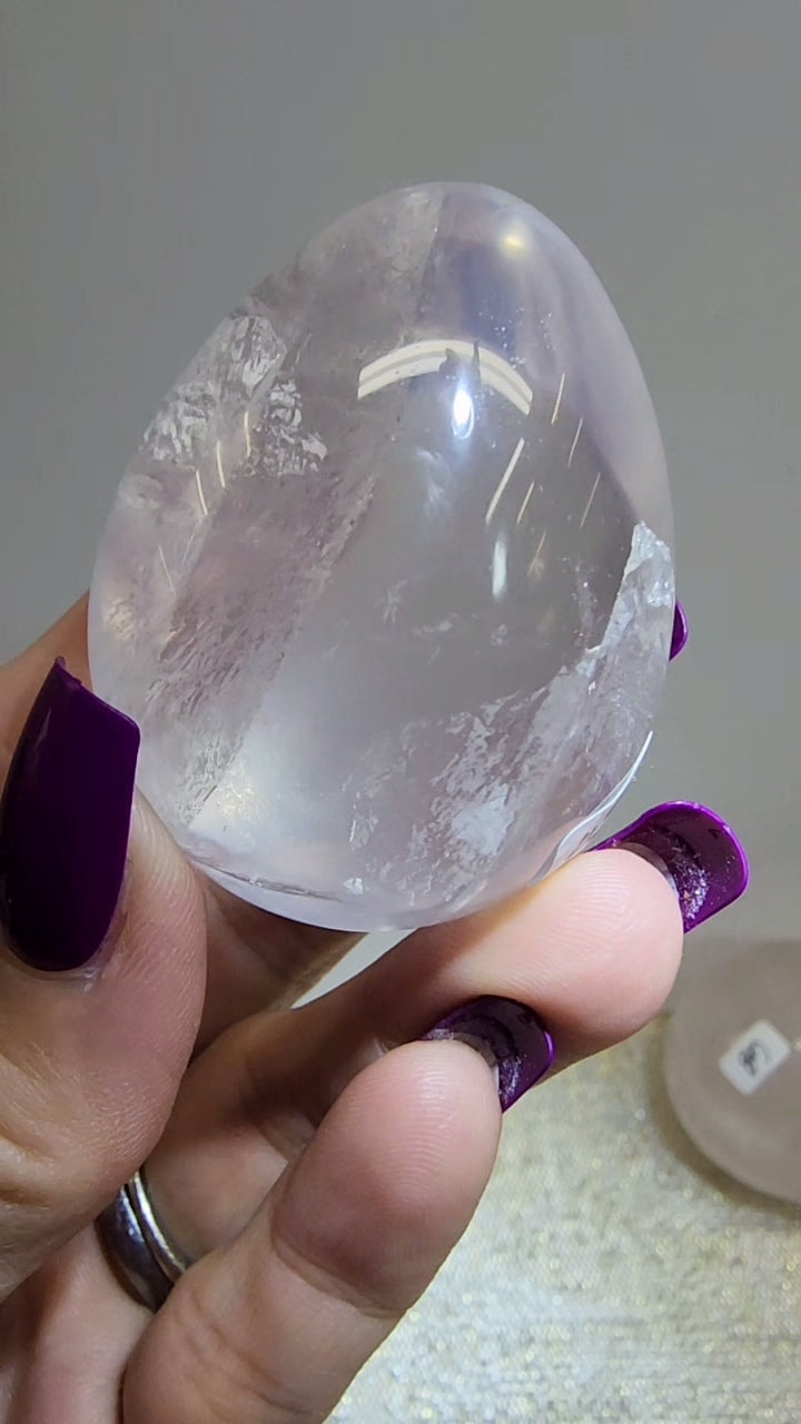 HQ Ice Rose Quartz Egg from Madagascar