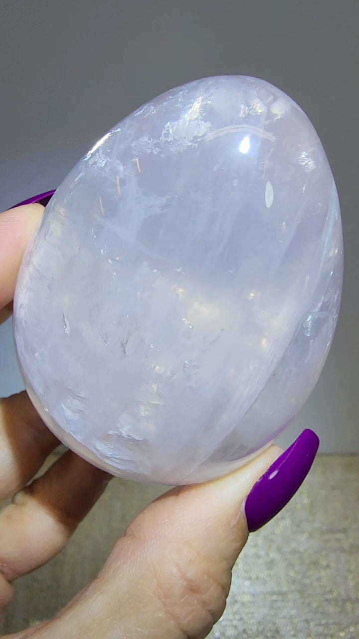 HQ Ice Rose Quartz Egg from Madagascar