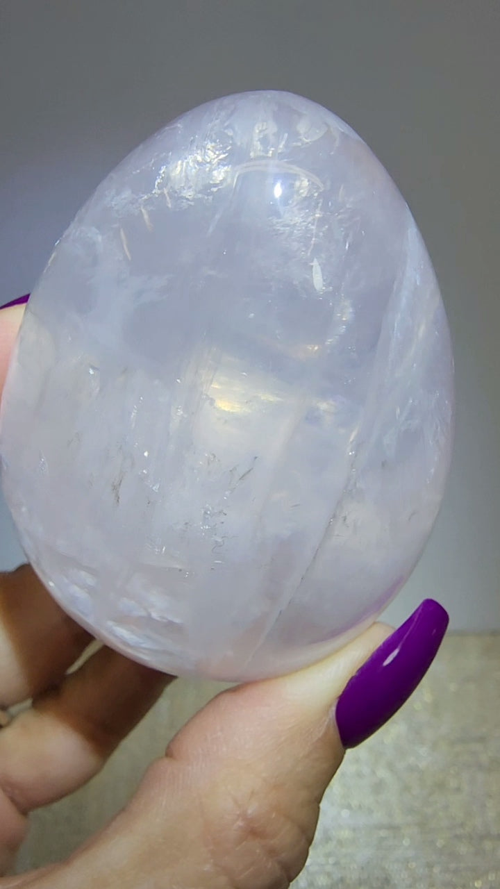 HQ Ice Rose Quartz Egg from Madagascar