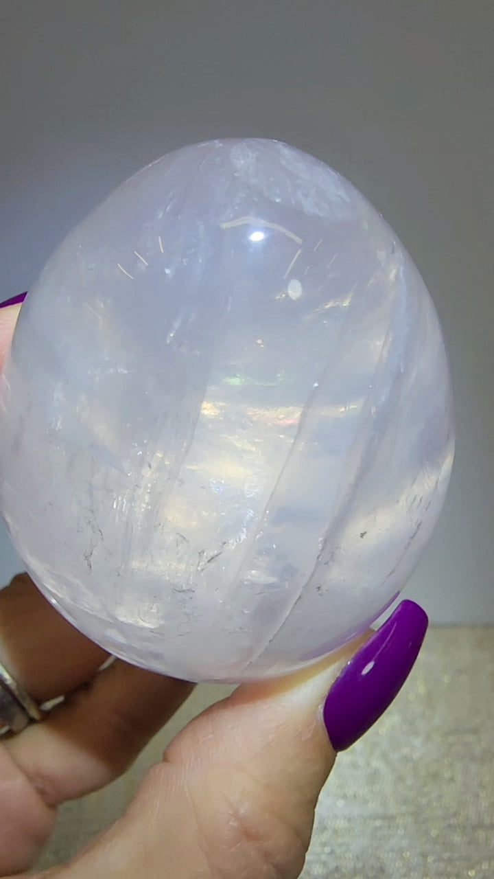 HQ Ice Rose Quartz Egg from Madagascar
