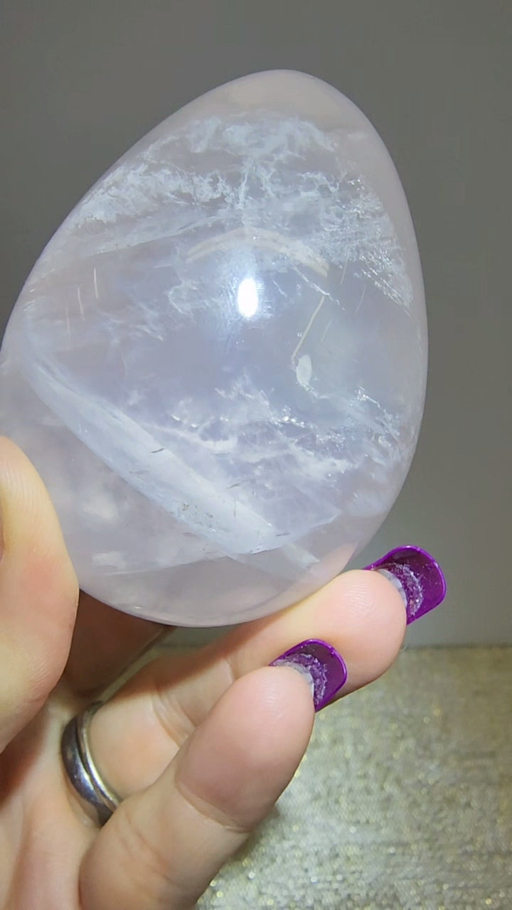 HQ Ice Rose Quartz Egg from Madagascar