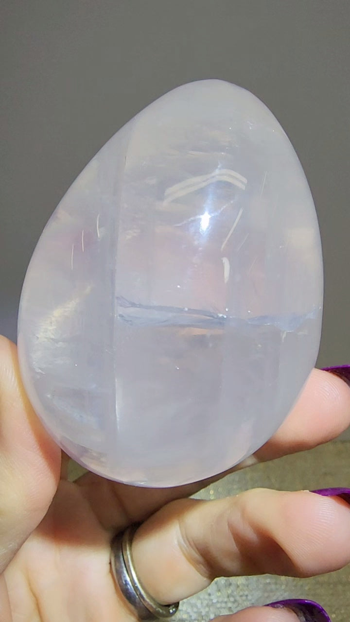 HQ Ice Rose Quartz Egg from Madagascar