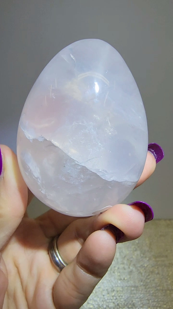 HQ Ice Rose Quartz Egg from Madagascar