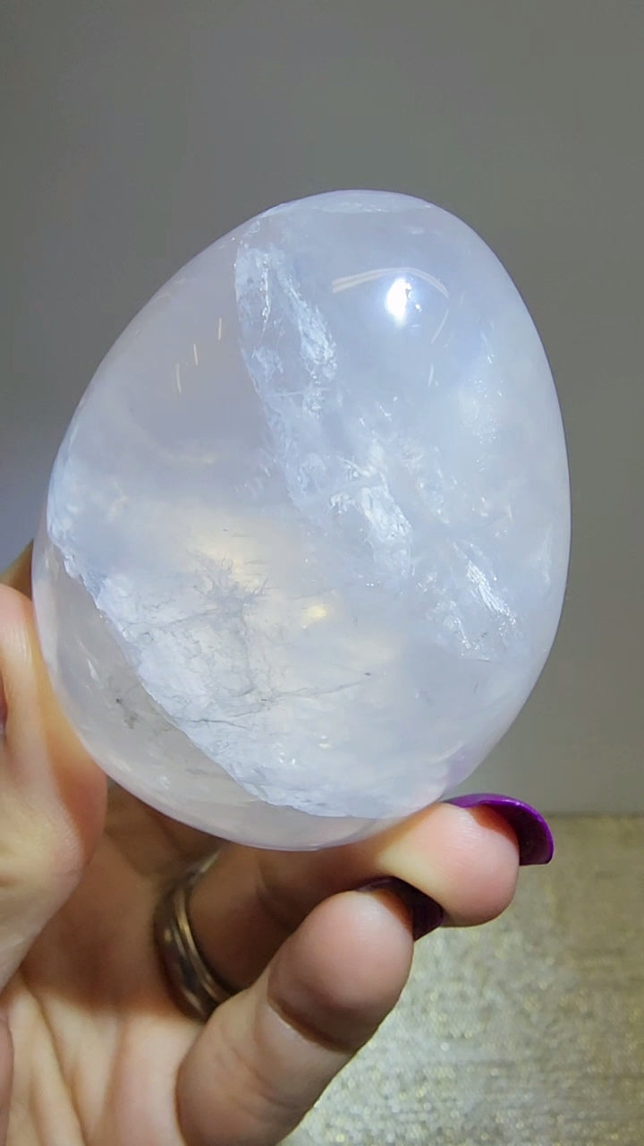 HQ Ice Rose Quartz Egg from Madagascar