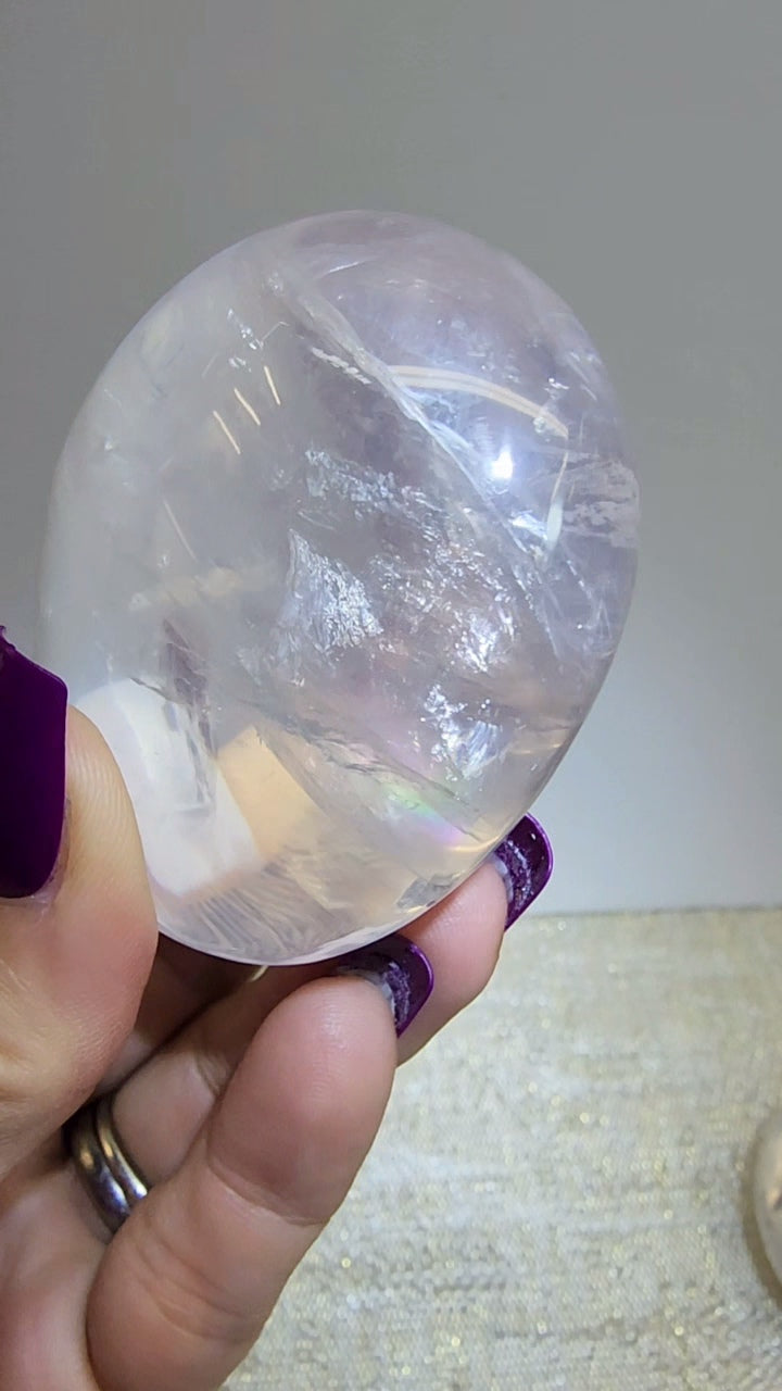 HQ Ice Rose Quartz Palm from Madagascar