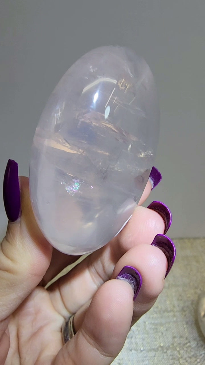 HQ Ice Rose Quartz Palm from Madagascar