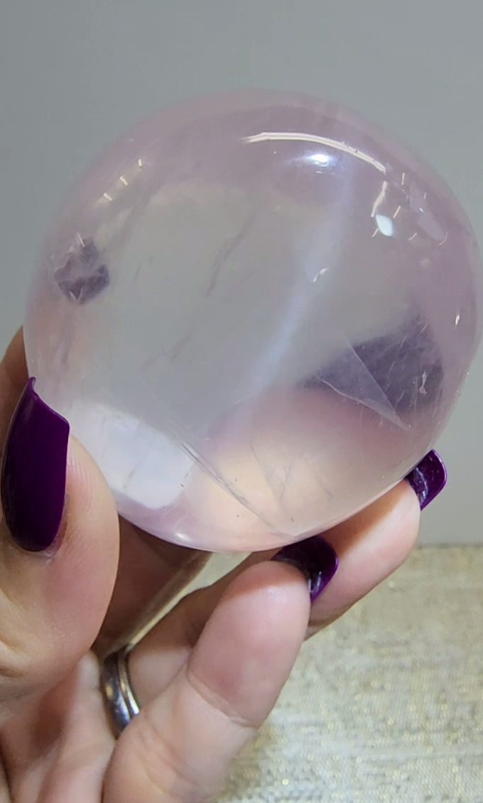 HQ Ice Rose Quartz Palm from Madagascar