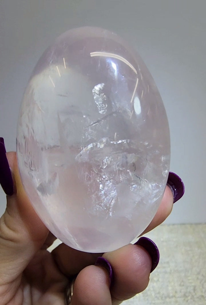 Ice Rose Quartz Palm from Madagascar