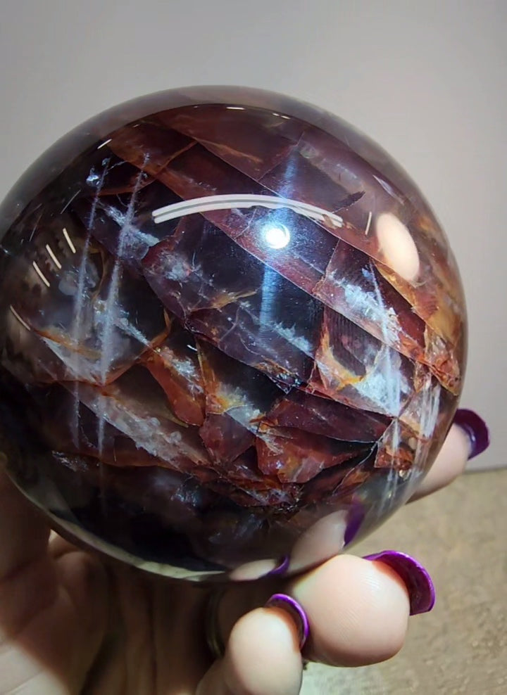 HQ Large Fire Quartz Sphere