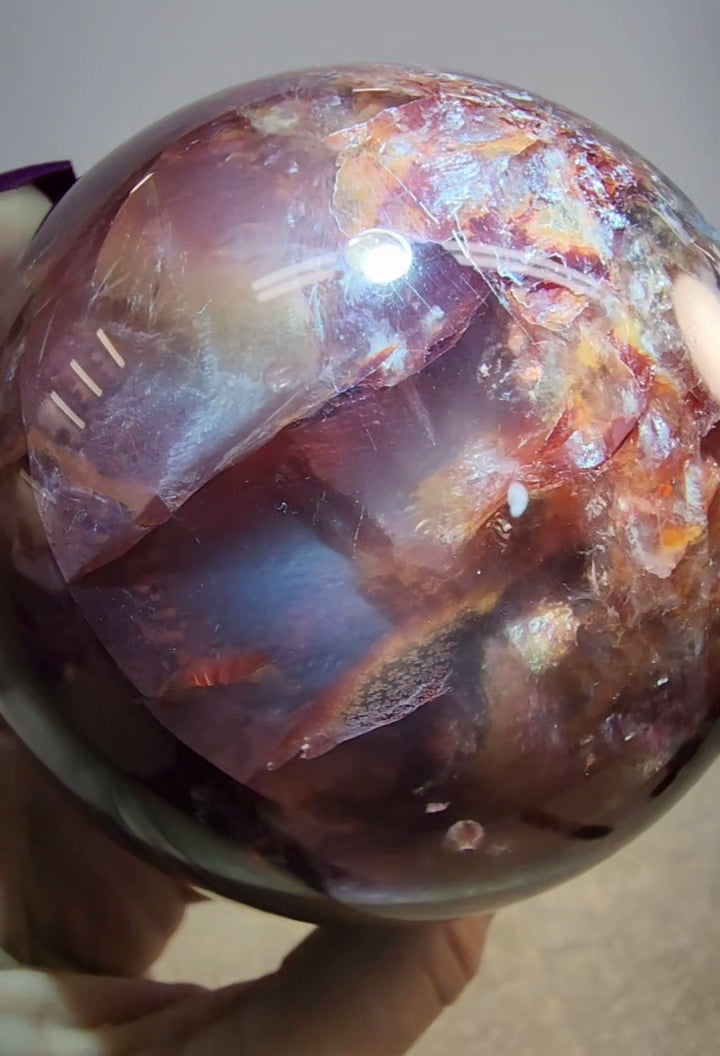 HQ Large Fire Quartz Sphere