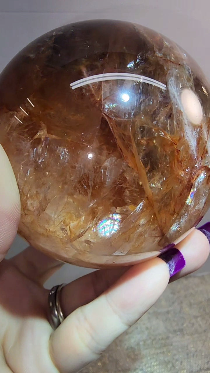 Lrg Fire Quartz and Golden Healer Sphere