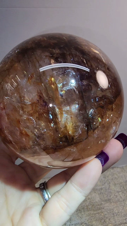 Lrg Fire Quartz and Golden Healer Sphere