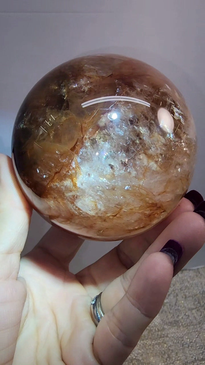 Lrg Fire Quartz and Golden Healer Sphere