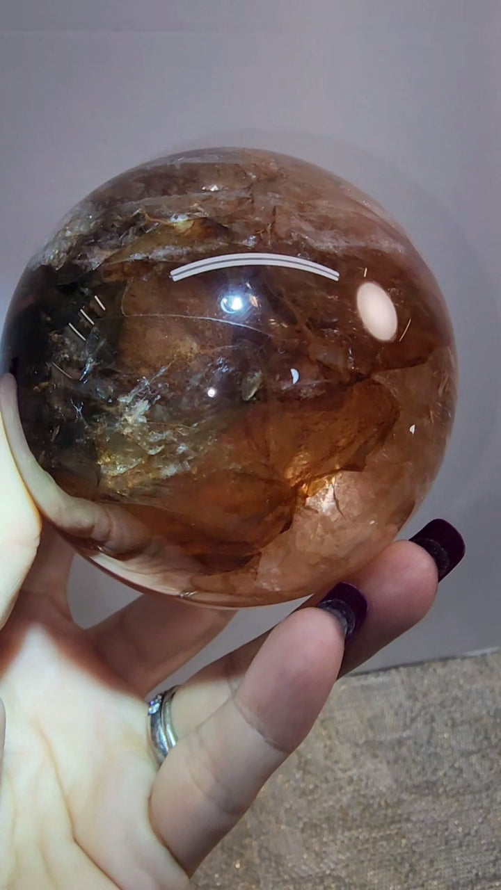 Lrg Fire Quartz and Golden Healer Sphere