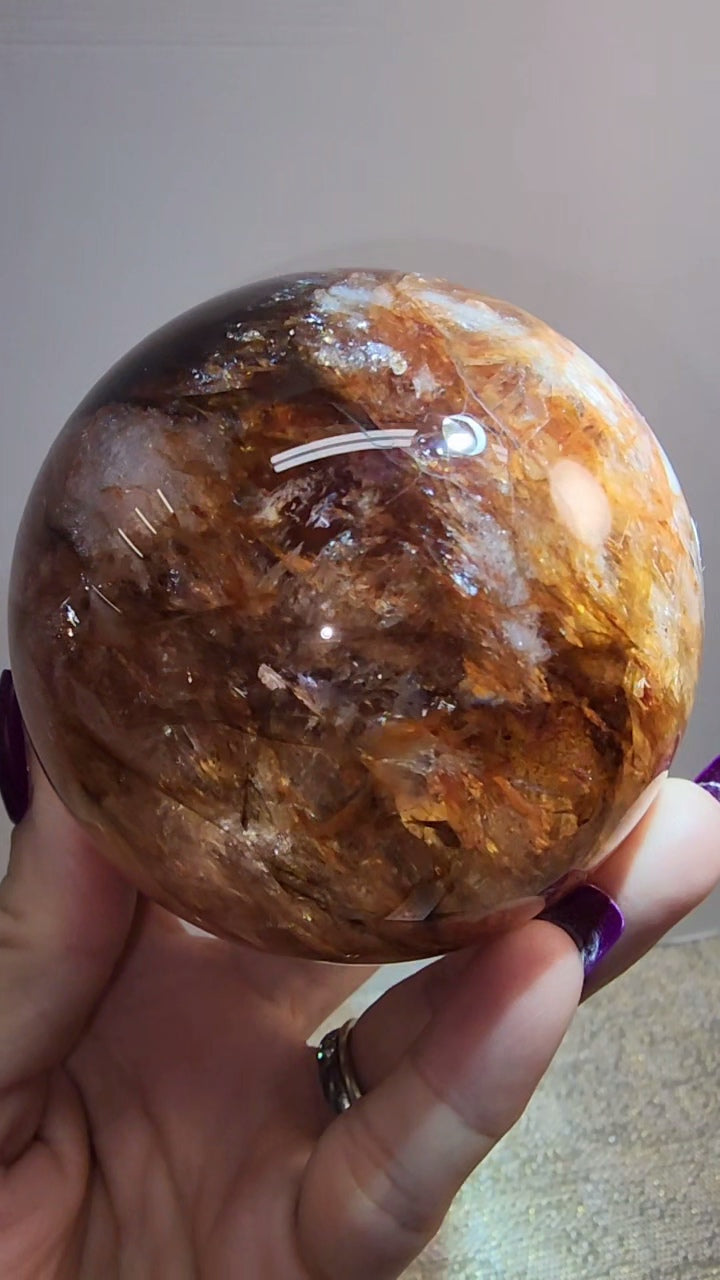 Lrg Fire Quartz and Golden Healer Sphere