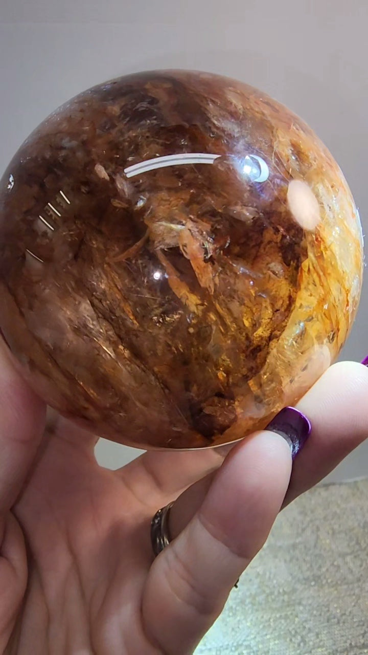 Lrg Fire Quartz and Golden Healer Sphere