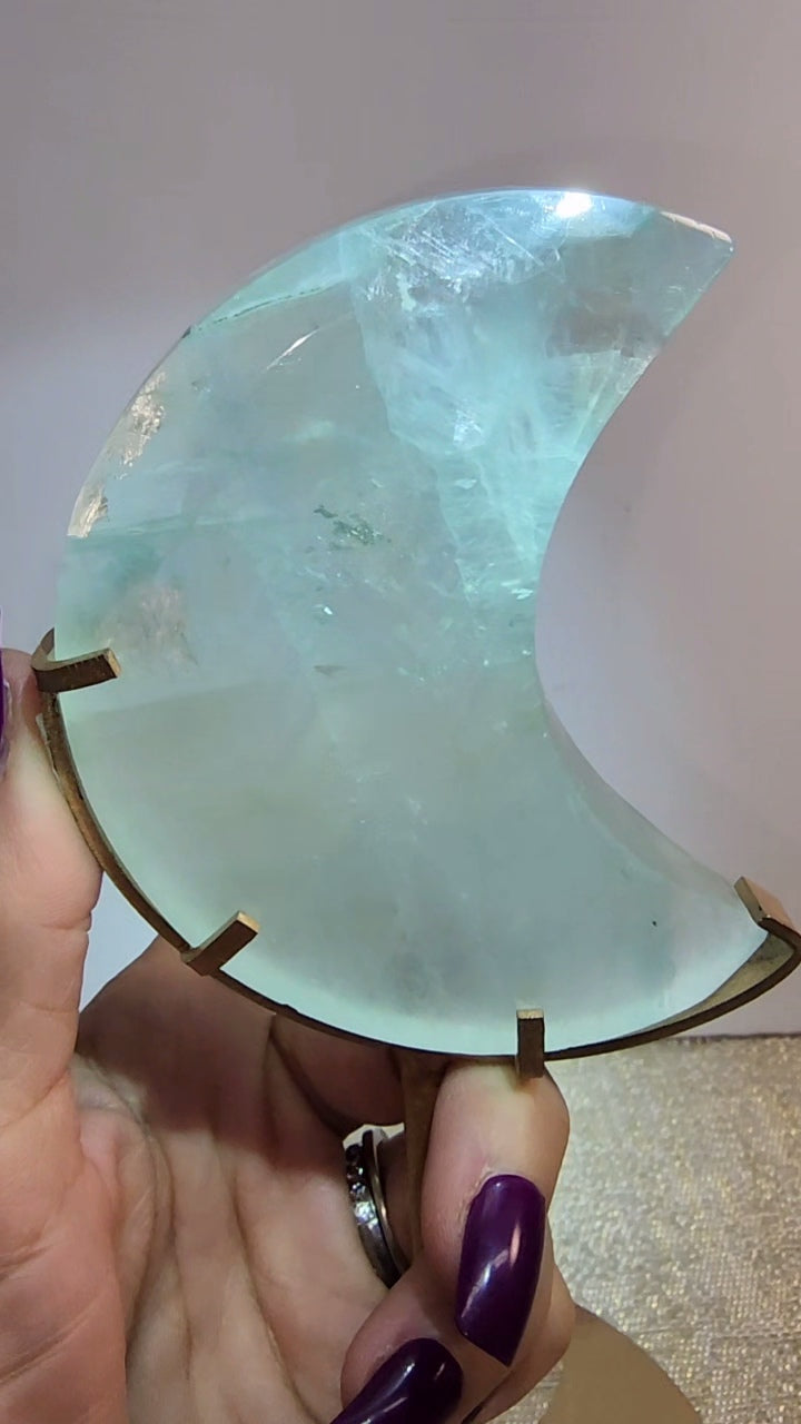 Blue Aqua Fluorite Moon