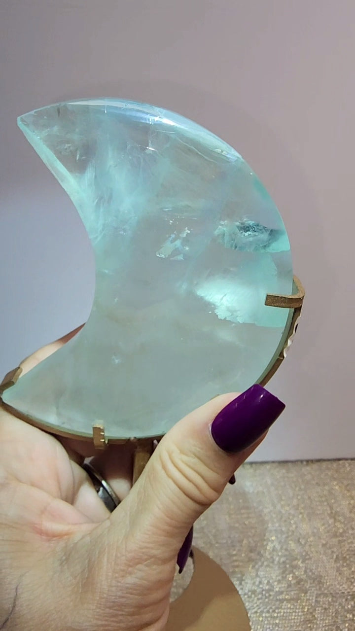 Blue Aqua Fluorite Moon
