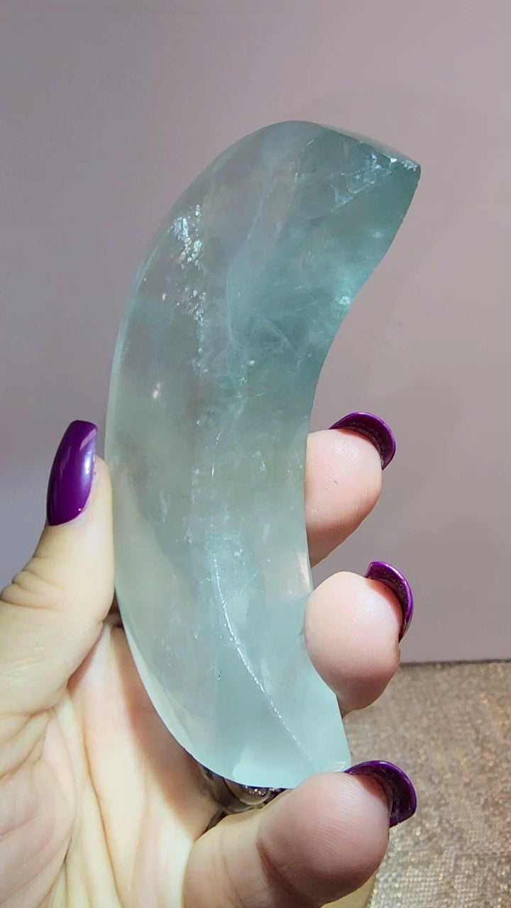 Blue Aqua Fluorite Moon