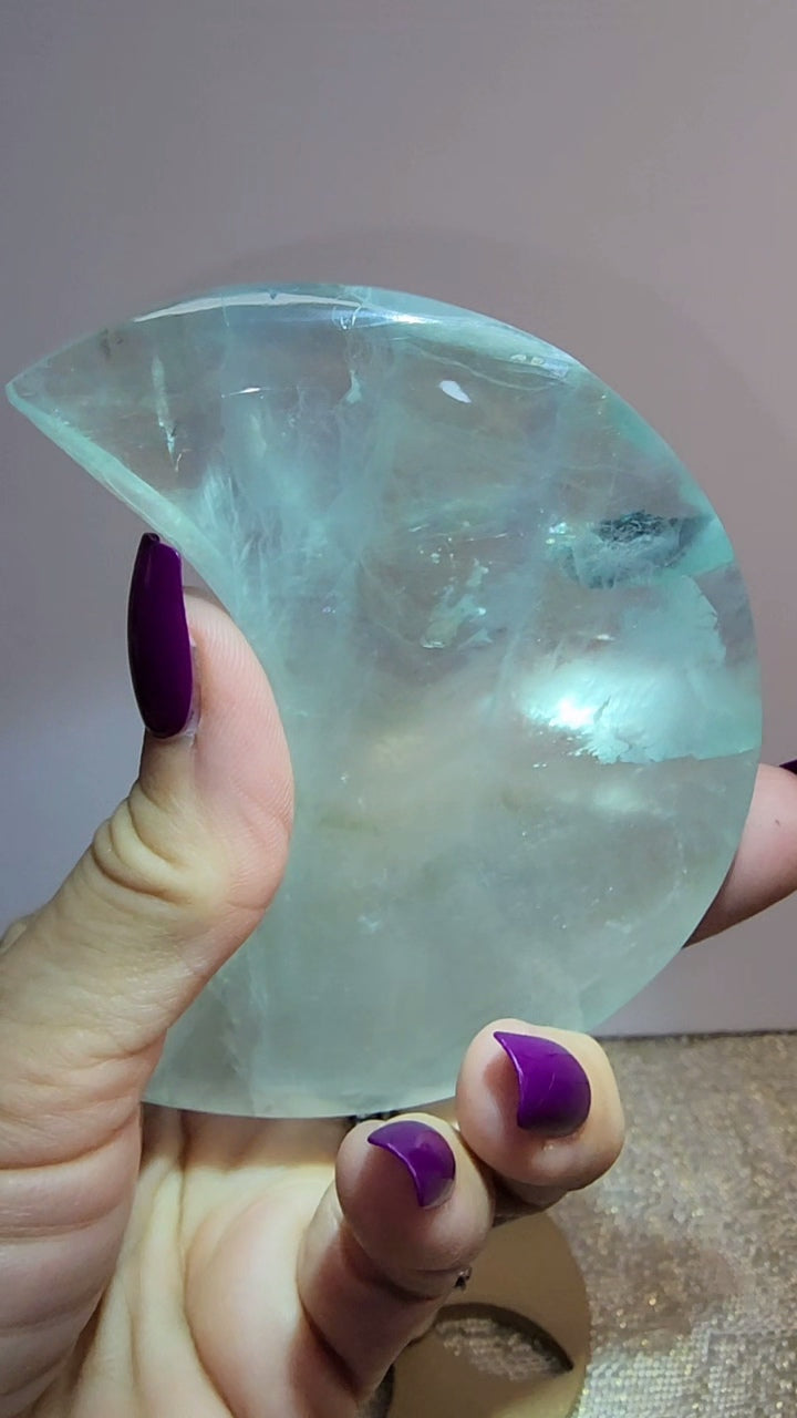 Blue Aqua Fluorite Moon