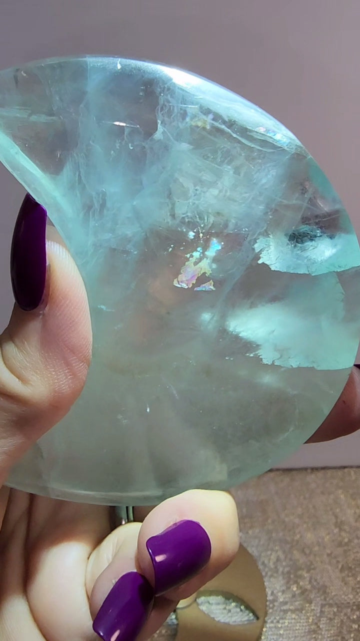 Blue Aqua Fluorite Moon