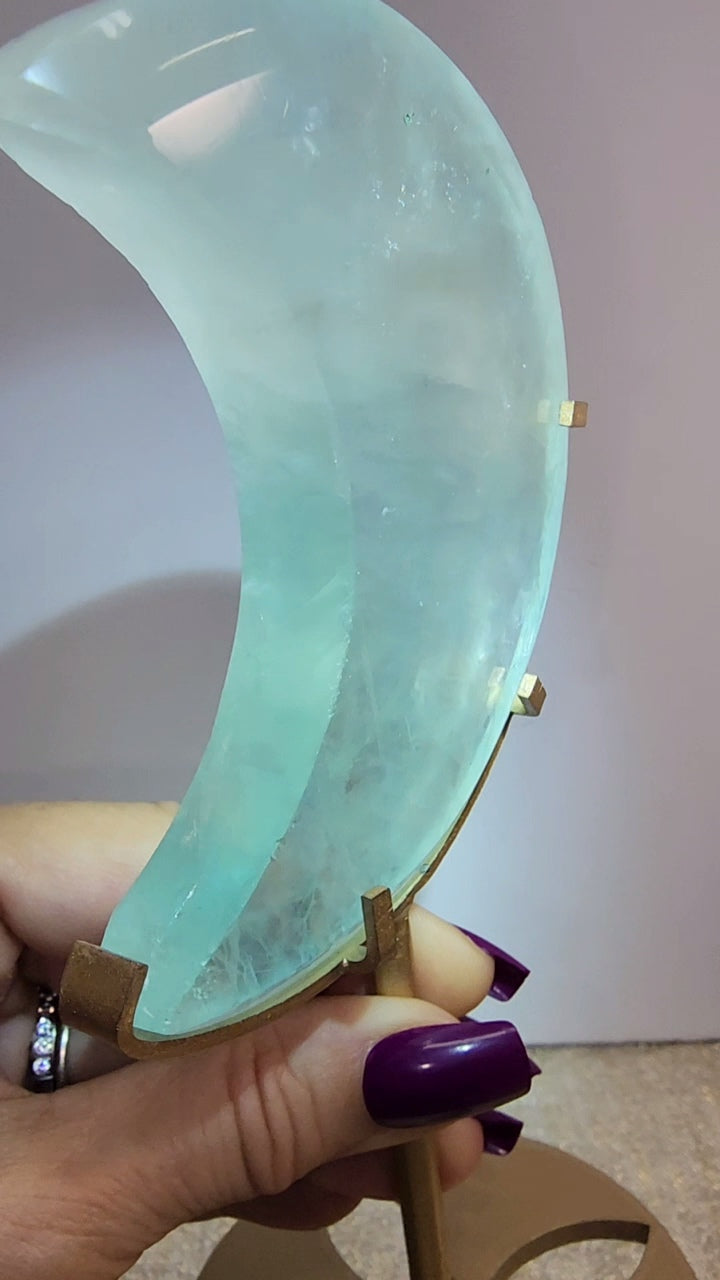 Aqua Blue Fluorite Moon