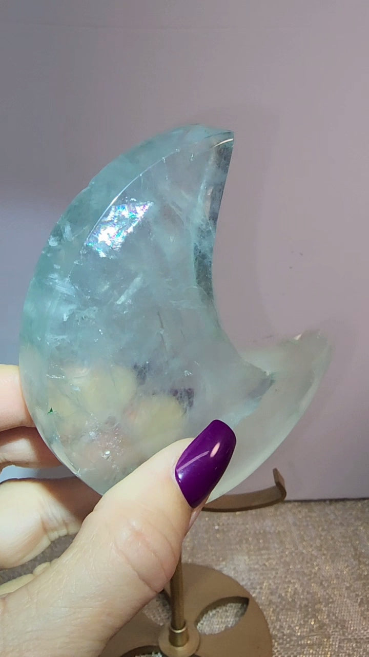 Aqua Blue Fluorite Moon