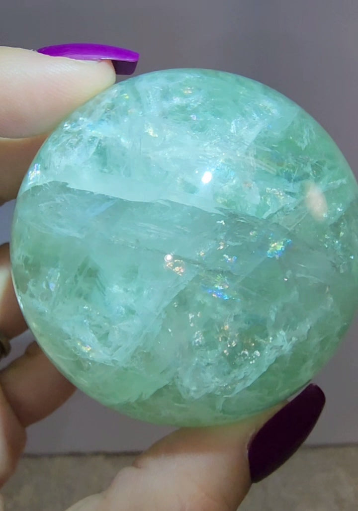 Mint Green Rainbow Fluorite Sphere