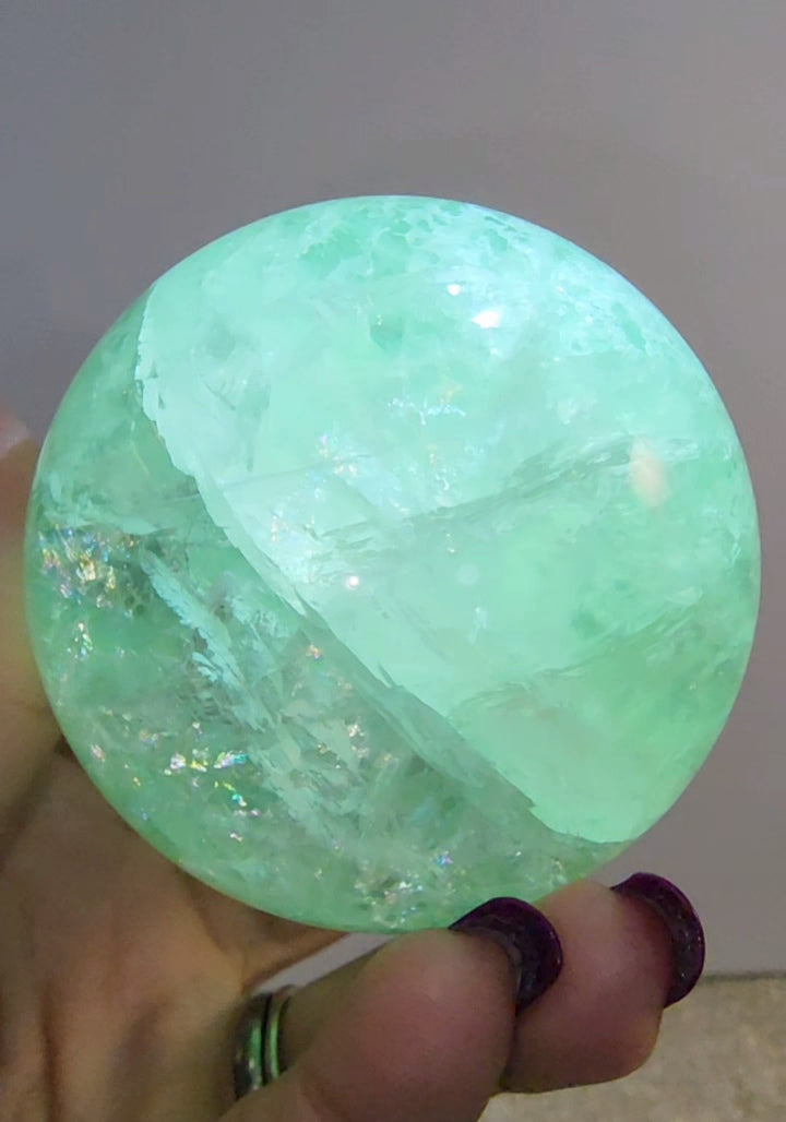 Mint Green Rainbow Fluorite Sphere