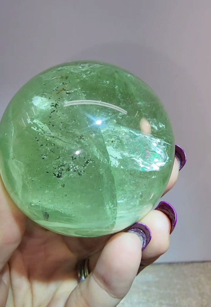 Green Apple Fluorite With Pyrite inclusions