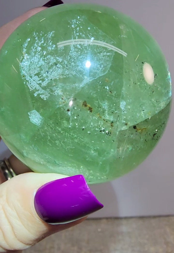 Green Apple Fluorite With Pyrite inclusions