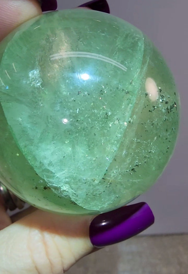 Green Apple Fluorite With Pyrite inclusions