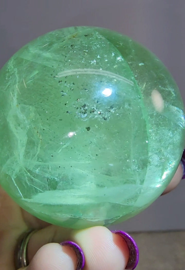 Green Apple Fluorite With Pyrite inclusions