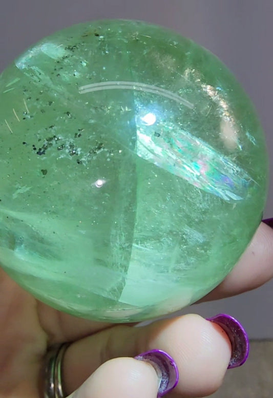 Green Apple Fluorite With Pyrite inclusions
