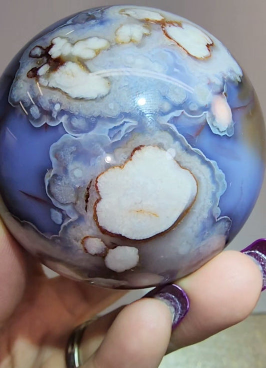 Blue Flower Agate Sphere