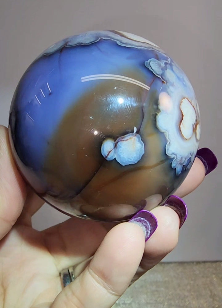 Blue Flower Agate Sphere