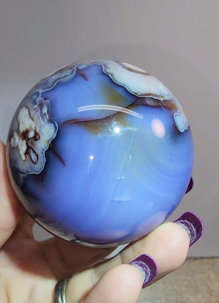 Blue Flower Agate Sphere