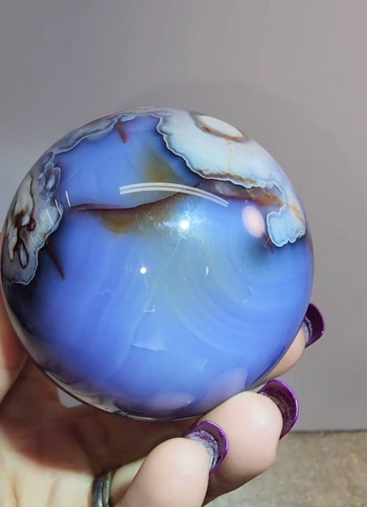 Blue Flower Agate Sphere