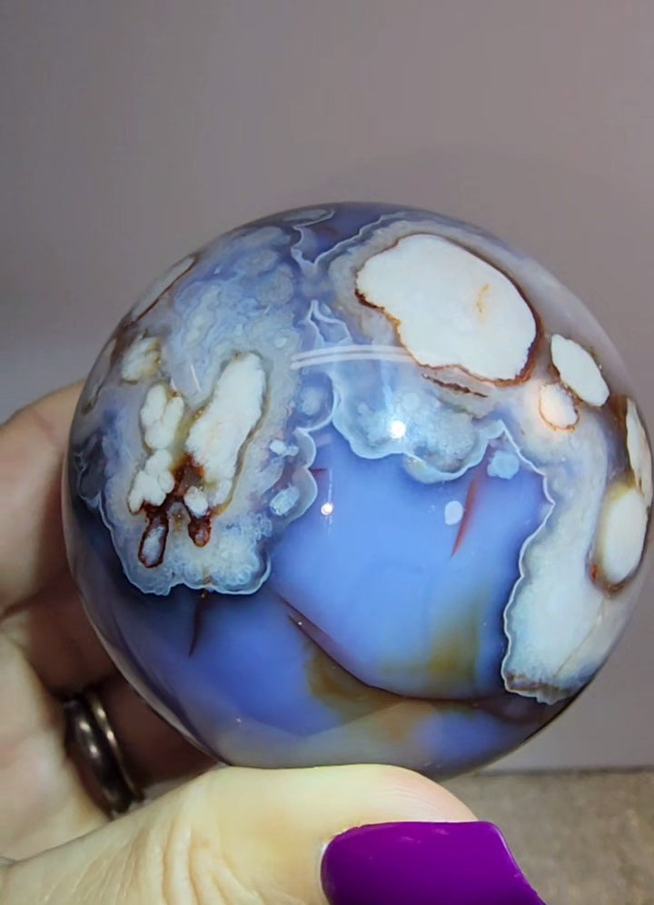 Blue Flower Agate Sphere