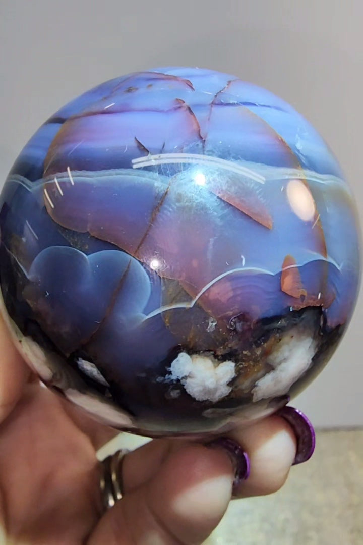 Blue Flower Agate Sphere