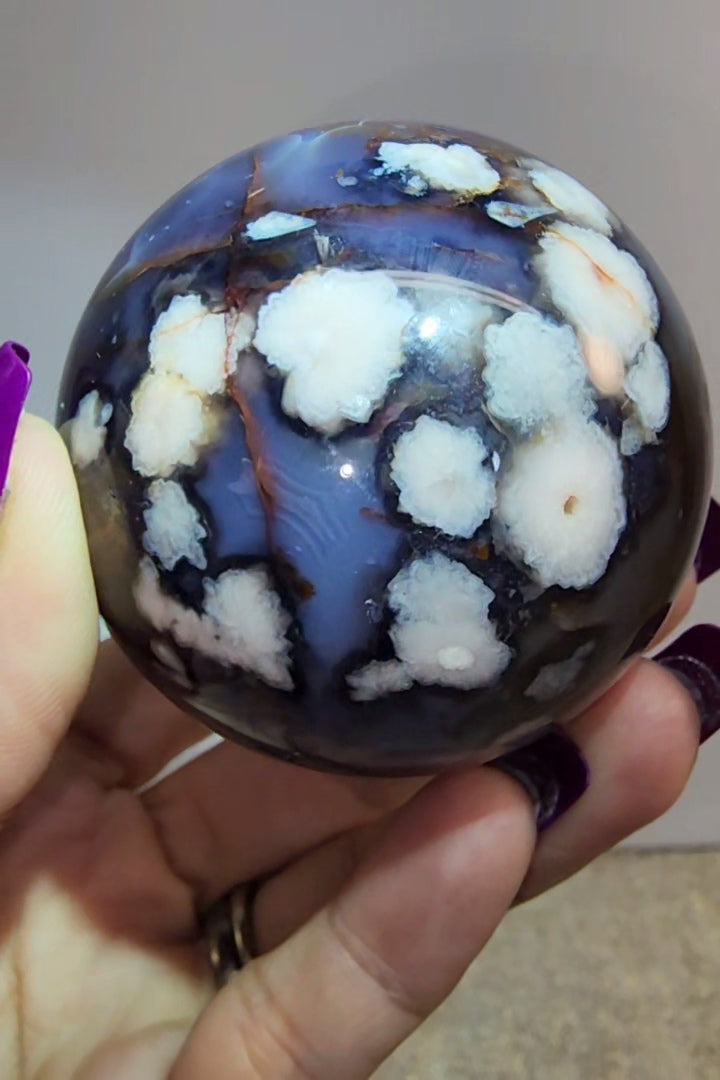 Blue Flower Agate Sphere