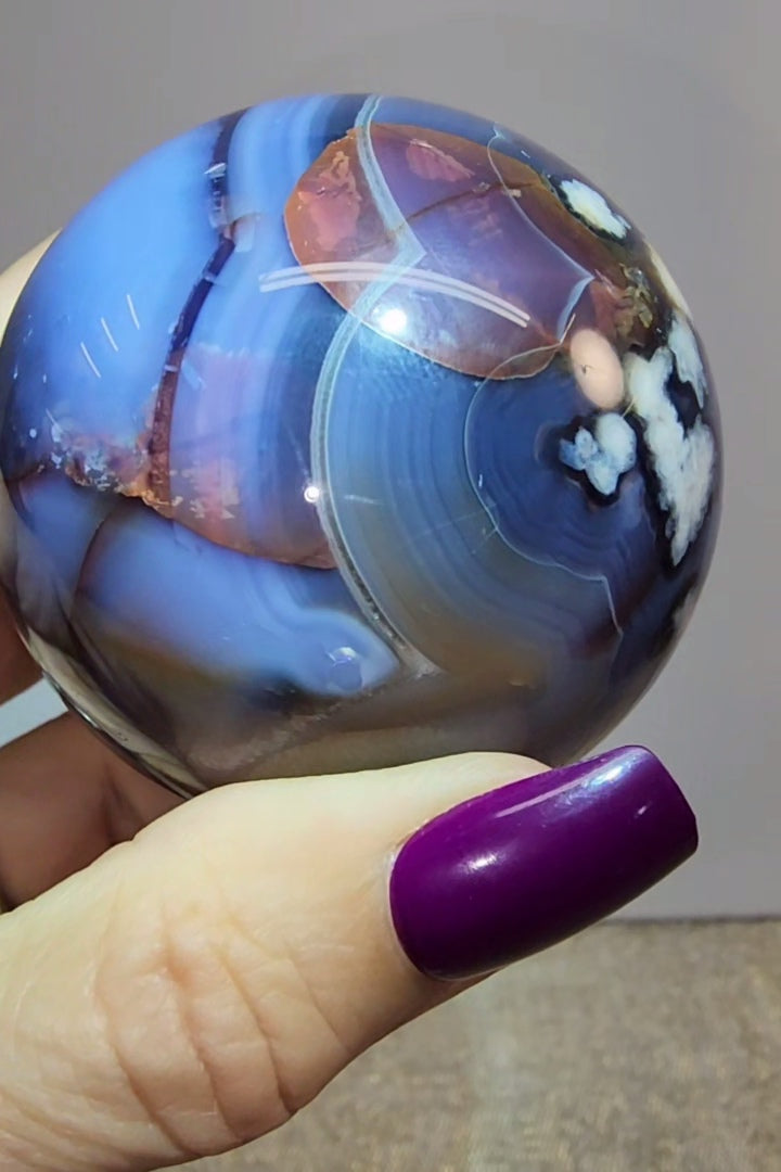 Blue Flower Agate Sphere