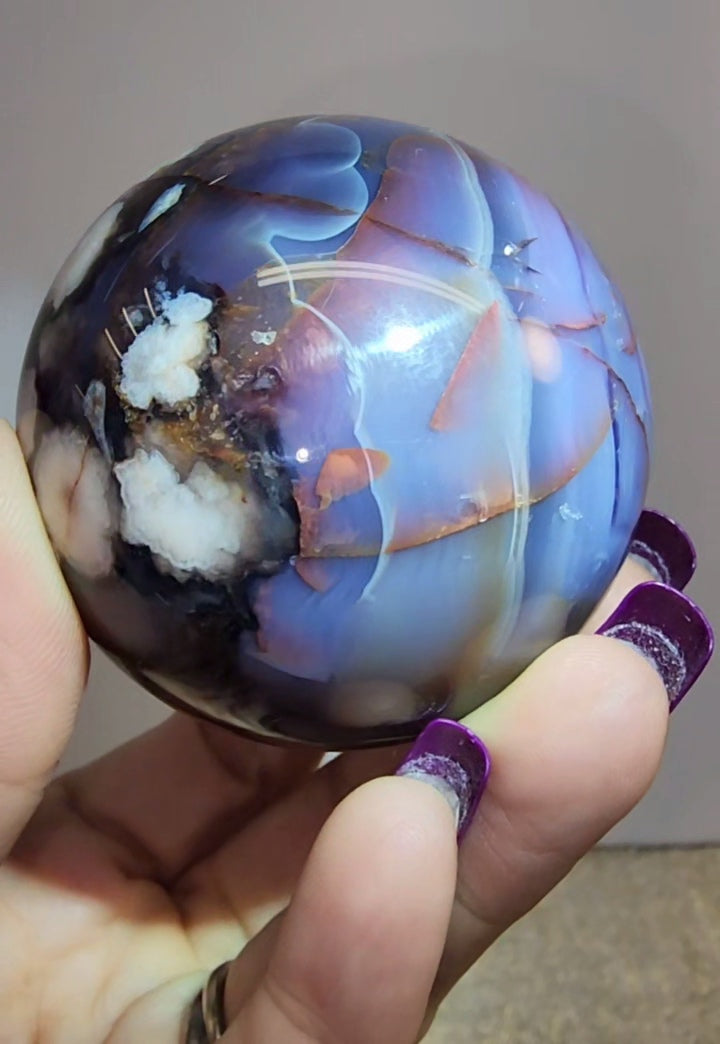 Blue Flower Agate Sphere