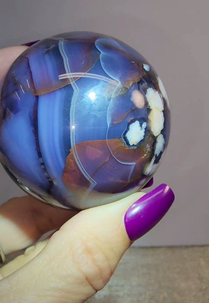 Blue Flower Agate Sphere