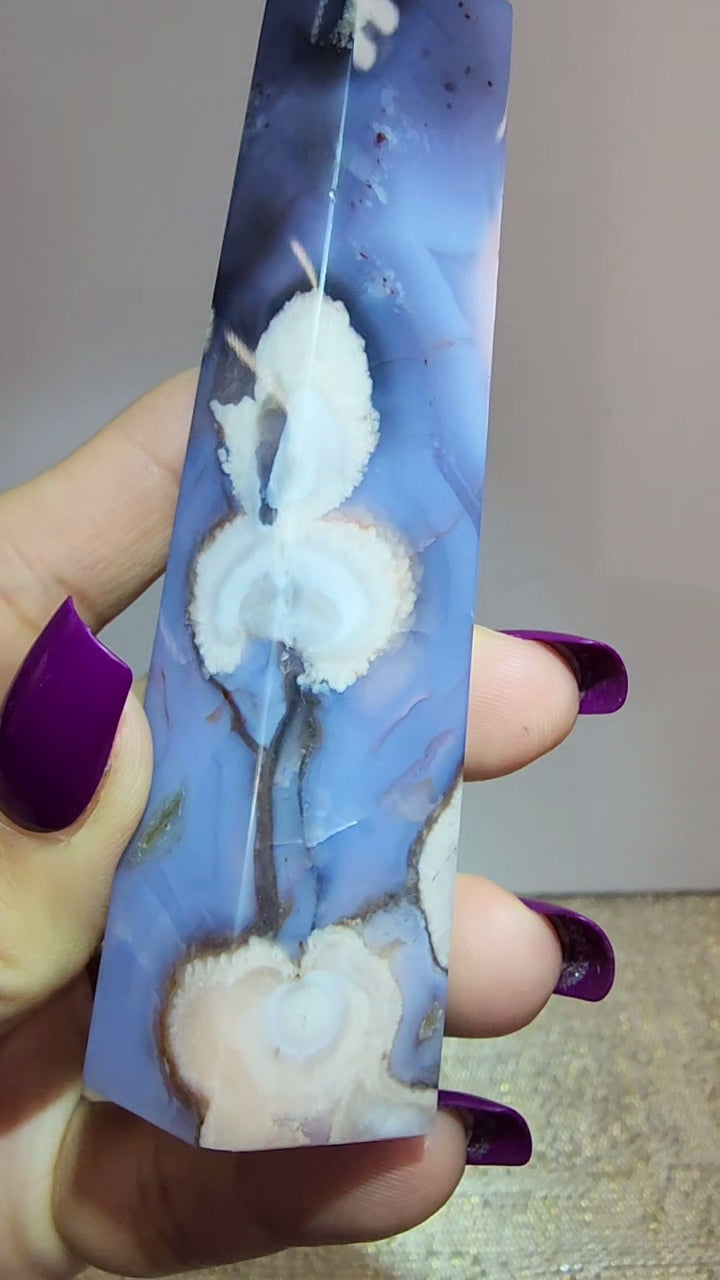 Blue Flower Agate Tower