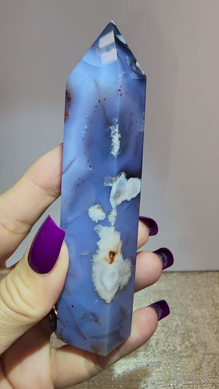 Blue Flower Agate Tower