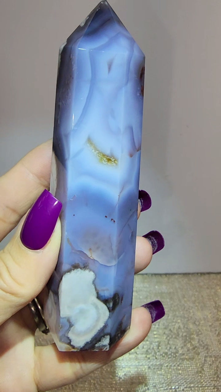 Blue Flower Agate Tower