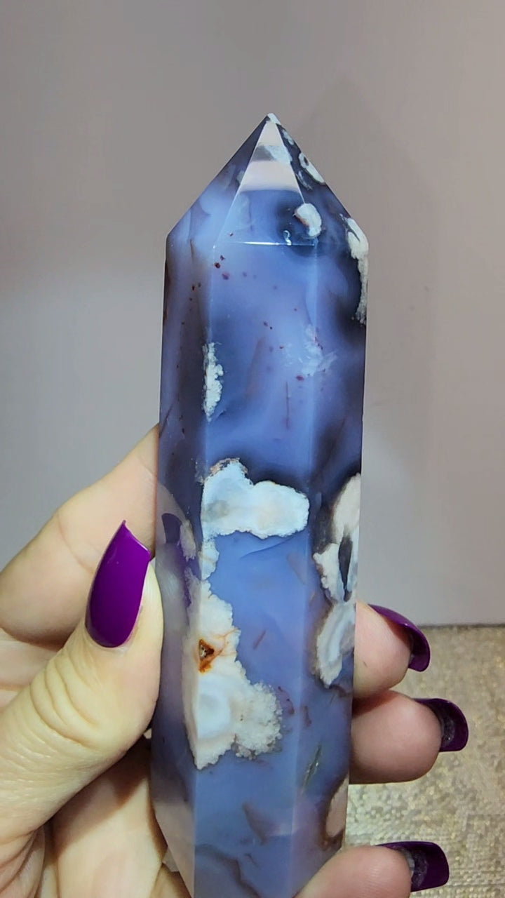 Blue Flower Agate Tower